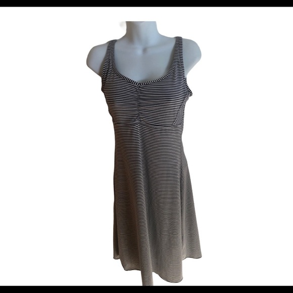 Prana Rebecca Dress Women's Striped Charcoal L Cage Strappy Back Beach Pool - Picture 2 of 7